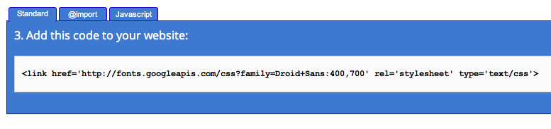 Code to paste to embed font